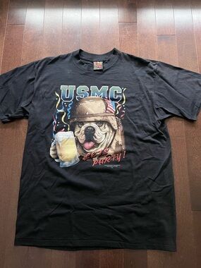 Vintage 3D Emblem 1991 USMC War Zone Graphic Shirt XL 90’s Harley Style Military